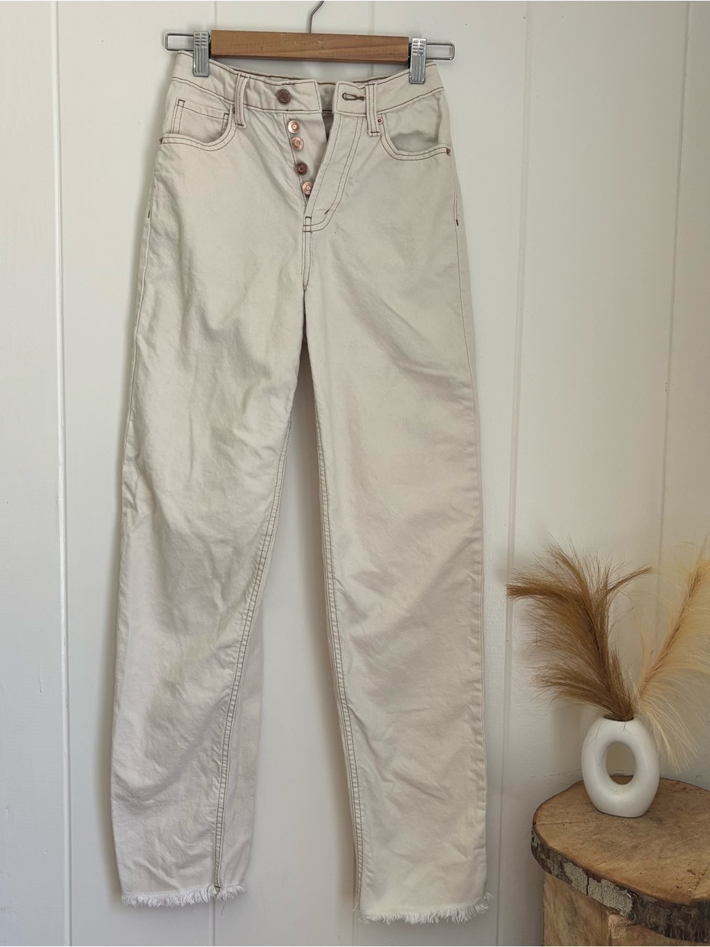 wild fable Cream Straight-Leg Jeans with Button Fly